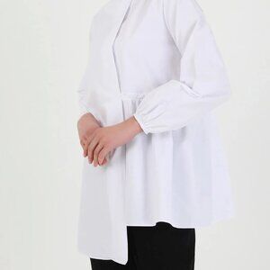 REFKA White Assymetric Hem Blouse Long Sleeves sz M